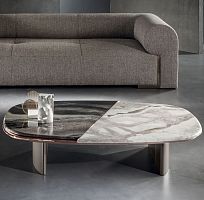 Contemporary coffee table SLIDEmetalmarblebronze base
