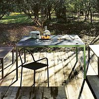 Contemporary table HELSINKIglasslaminateceramic