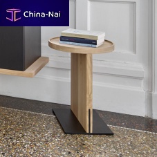 Contemporary side table KARUMAbleached oakoak baseround