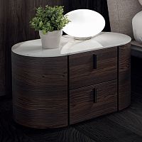 Contemporary bedside table CHARLIE 2C oakglassmarble