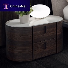 Contemporary bedside table CHARLIE 2C oakglassmarble