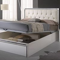 Double bed FERRARAcontemporarywith upholstered headboardwith in-base storage