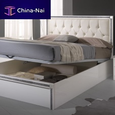 Double bed FERRARAcontemporarywith upholstered headboardwith in-base storage
