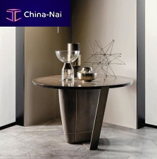 Contemporary table WOOPmetalmetal baseround