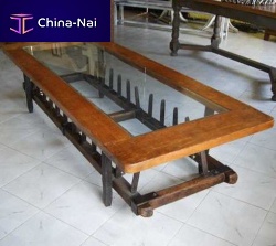 Rustic coffee table 75.00glassoakwrought iron base