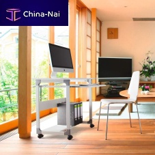 Computer table on casters 3796contemporarystraightmetal base