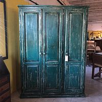 Rustic style wardrobe AR-01woodenwith swing doorsblue