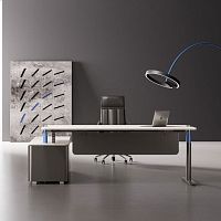 Contemporary work table UP7woodensheet metalmetal base