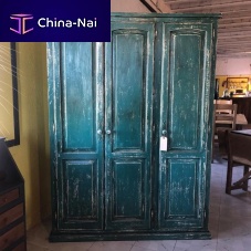 Rustic style wardrobe AR-01woodenwith swing doorsblue