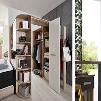 Contemporary walk-in wardrobe CARIBA oakblack