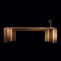 Contemporary desk TIMEsolid woodbrasspanel end