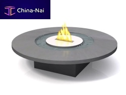 Contemporary table 917concreteroundwith bioethanol burner