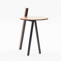 Minimalist design side table ORIONwoodenmetal baseround