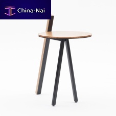 Minimalist design side table ORIONwoodenmetal baseround