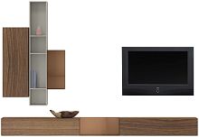 Contemporary TV wall unit LUGANOlacquered woodglassMDF