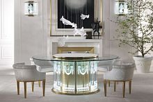 Contemporary table LZS series glassmetalmetal base