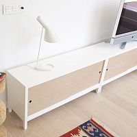 Contemporary TV cabinet SAPPOROmodularon casterswood veneer
