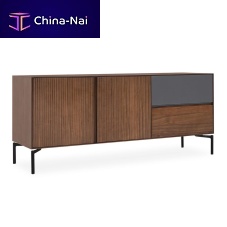 Contemporary sideboard table pecanwood veneermetal baserectangular