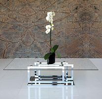 Contemporary coffee table LIFE CLASS : EXCELSIORtempered glasslacquered metal basechromed metal base