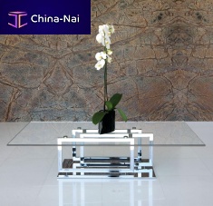 Contemporary coffee table LIFE CLASS : EXCELSIORtempered glasslacquered metal basechromed metal base