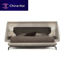 Double bed V146 contemporaryupholsteredwith headboard