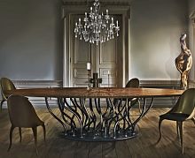 Organic design dining table ALLANAwalnutglassresin base