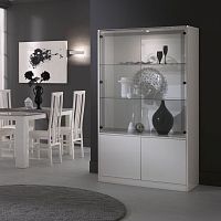 Contemporary display case NADIAglasslacquered woodilluminated