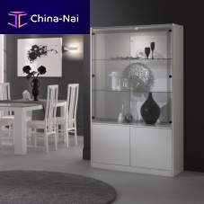 Contemporary display case NADIAglasslacquered woodilluminated
