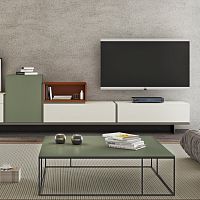 Contemporary coffee table KUwoodenmetal baserectangular