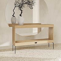 Minimalist design console table Eheoakmetal baserectangular