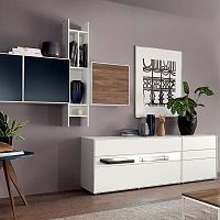 Contemporary living room wall unit EASYlacquered woodwith drawerwith storage compartment