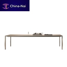Contemporary table FAYI woodenmetal baseleather base