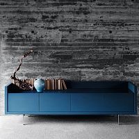 Contemporary sideboard Liaglacquered MDFsteelsmoked glass