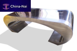 Original design coffee table WAISTpolished stainless steelpolished stainless steel baserectangular