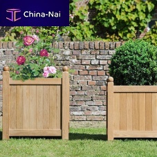 Teak planter VERSAILLESsquaretraditionaloutdoor