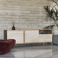 Contemporary sideboard STORM TRAVERTINEoaksolid woodmarble