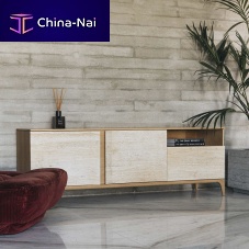 Contemporary sideboard STORM TRAVERTINEoaksolid woodmarble