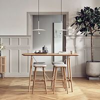 Contemporary table SEED woodenrecycled plasticwooden base