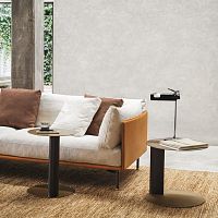 Contemporary side table Bler 40steelsteel baseleather base