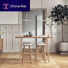 Contemporary table SEED woodenrecycled plasticwooden base