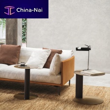 Contemporary side table Bler 40steelsteel baseleather base