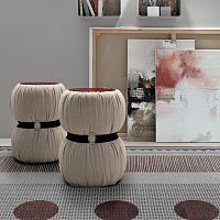 Contemporary side table Guccinolacquered woodfabricfabric base
