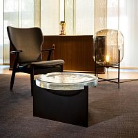 Contemporary coffee table ALWA ONE SERIESglasspowder-coated steel baseround