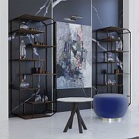 Free-standing bookcase Anglecontemporarywoodenlacquered metal