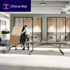 Contemporary boardroom table 440 CONFAIRwood veneerlaminatemetal base