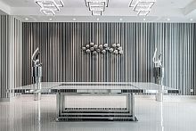 Contemporary dining table FRAMEwoodtempered glassstainless steel