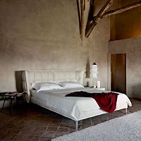 Double bed Huskcontemporaryupholsteredwith headboard