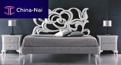 Double bed MEGANoriginal designupholsteredwith headboard