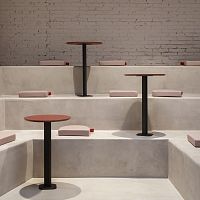 Contemporary side table Taunatural oakplywoodmetal base