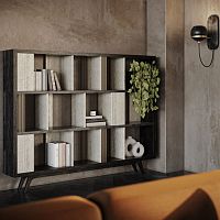 Free-standing bookcase Wordsworthcontemporarywalnutbrass